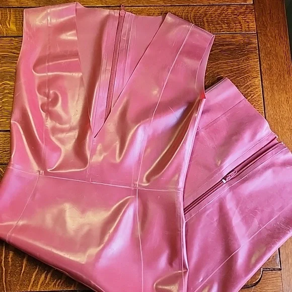 House of CB Electric Rose Pink Latex Riviera Midi Dress Medium - Picture 4 of 15